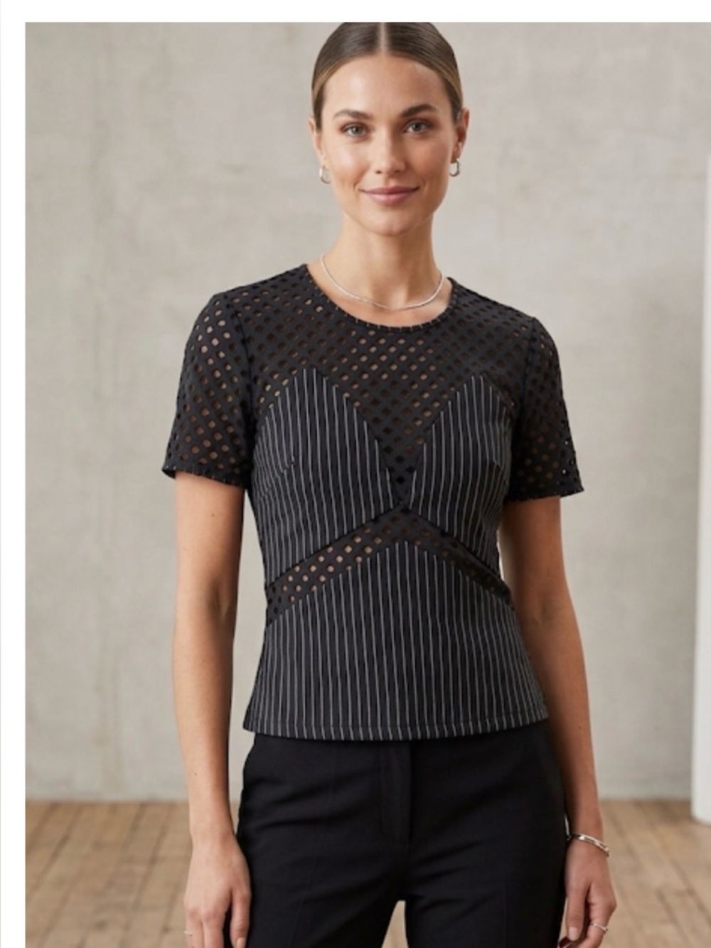 NWT Supertrash Teka Black White Pinstripe Top Size Small